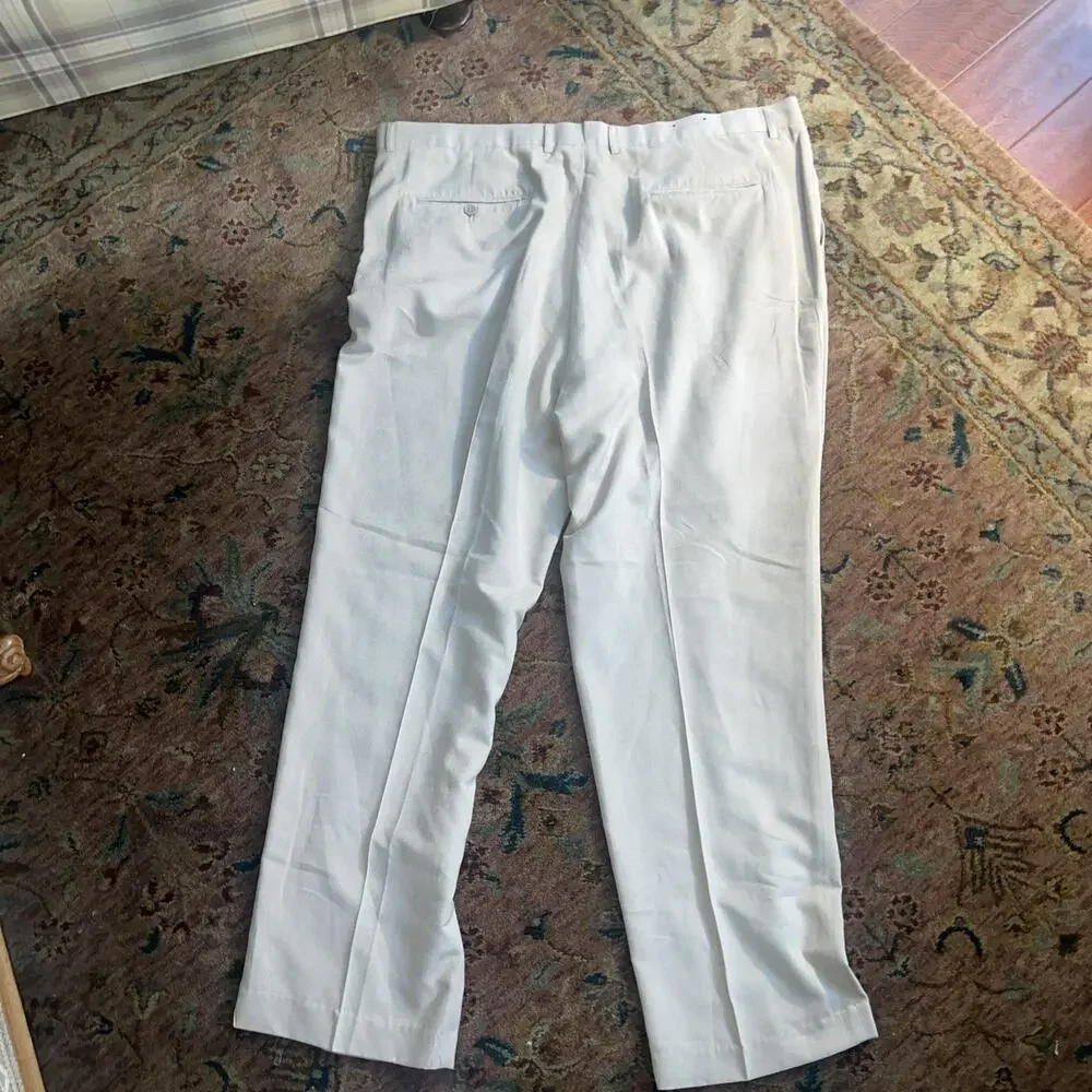 Bergamo New York Dress Pants Beige Pleated Korea Vintage Style Poly Suede 44x32